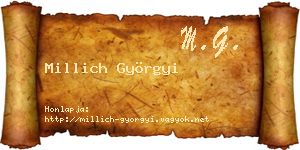 Millich Györgyi névjegykártya