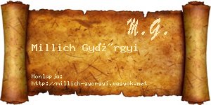 Millich Györgyi névjegykártya